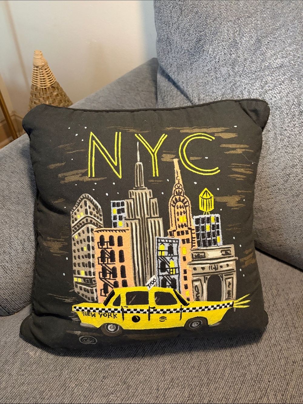 Rifle Paper Co. Black Pillow Cover with Gold Zipper Accent